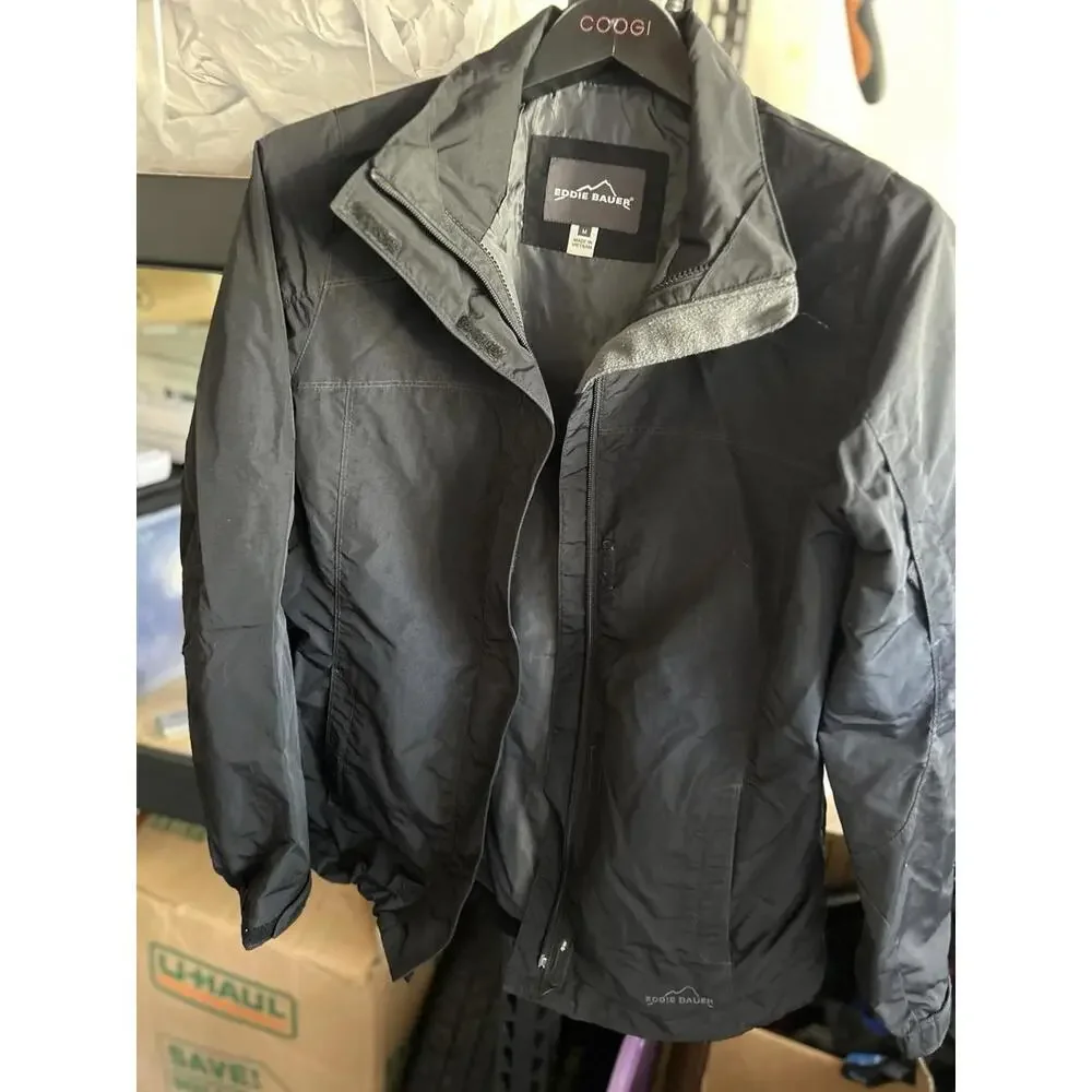 Eddie Bauer Men’s Black Jacket Size M Medium Lightweight Full Zip Outdoor Casual